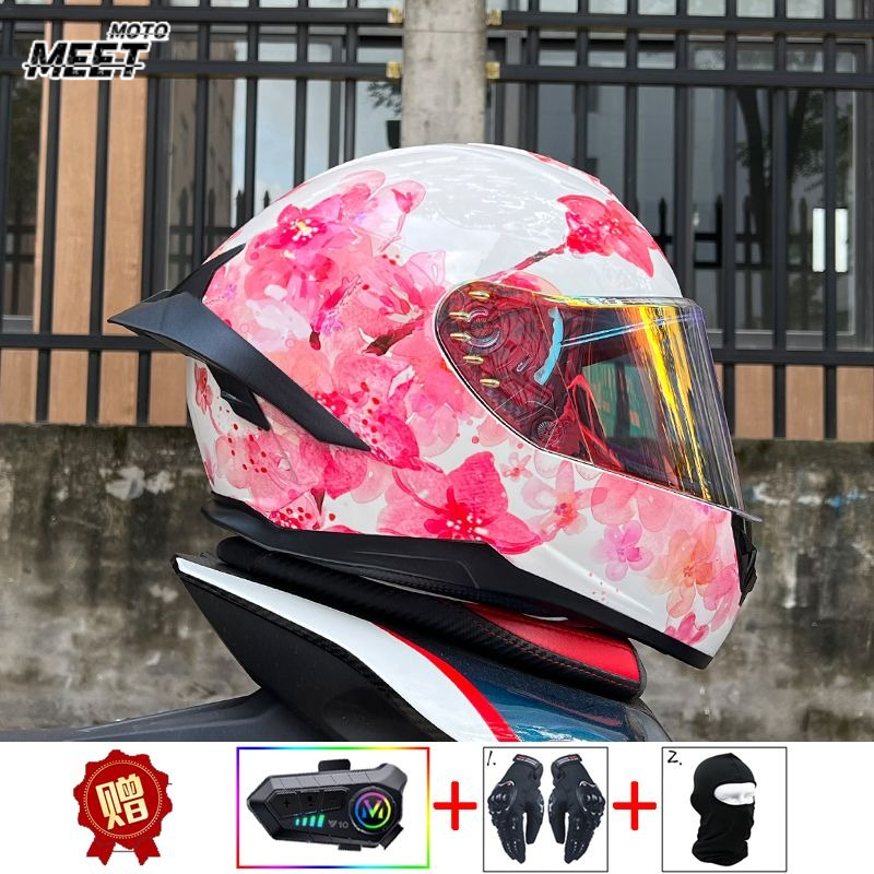 Full Face Motorcycle Helmet With Bluetooth - Kask motocyklowy ORZ Bluetooth, całoroczny kask