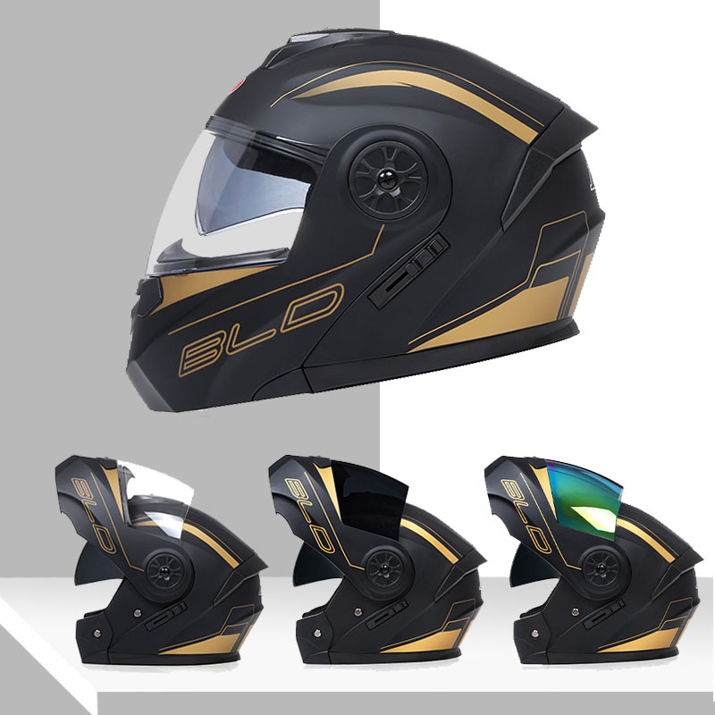 Dual Visor Motorcycle Racing Helmet - Kask motocyklowy z podwójnymi soczewkami, modułowy,