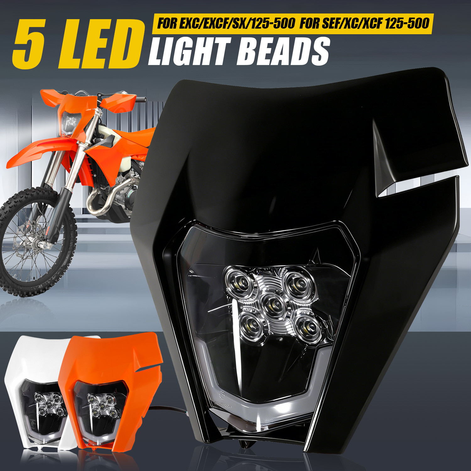 Universal Motorcycle Led Headlight Projector - Uniwersalna lampa przednia LED z 5