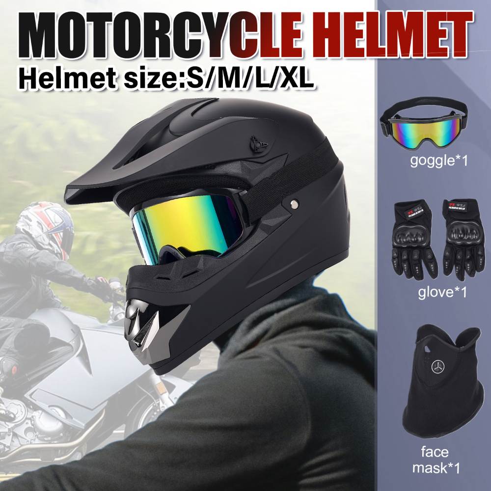 Off Road Motocross Helmet Goggles Set - Czteroczęściowy zestaw kasku motocyklowego do jazdy