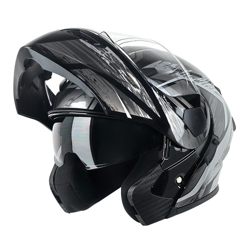 Modular Flip Up Motorcycle Helmet Dot Approved - Kask motocyklowy modułowy z podwójnym wizjerem,
