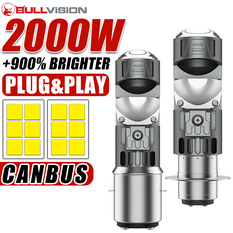 Universal Motorcycle Led Headlight Projector - 1x Żarówka LED H4 dwukolorowa do