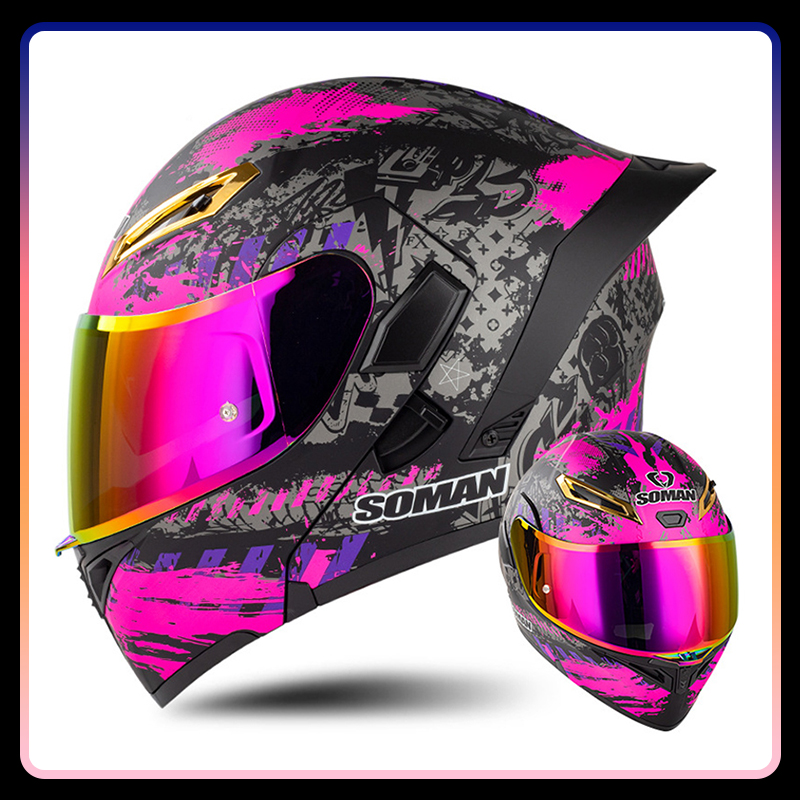 Modular Flip Up Motorcycle Helmet Dot Approved - Mężczyźni Kobiety Kaski motocyklowe Kask pełnotwarzowy