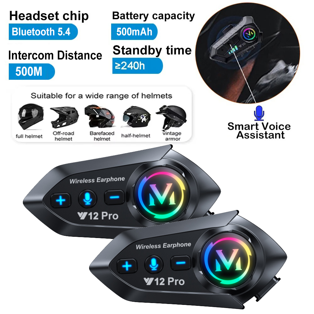 Universal Motorcycle Helmet Intercom Headset - Interkom motocyklowy Bluetooth Y12 Pro, zasięg