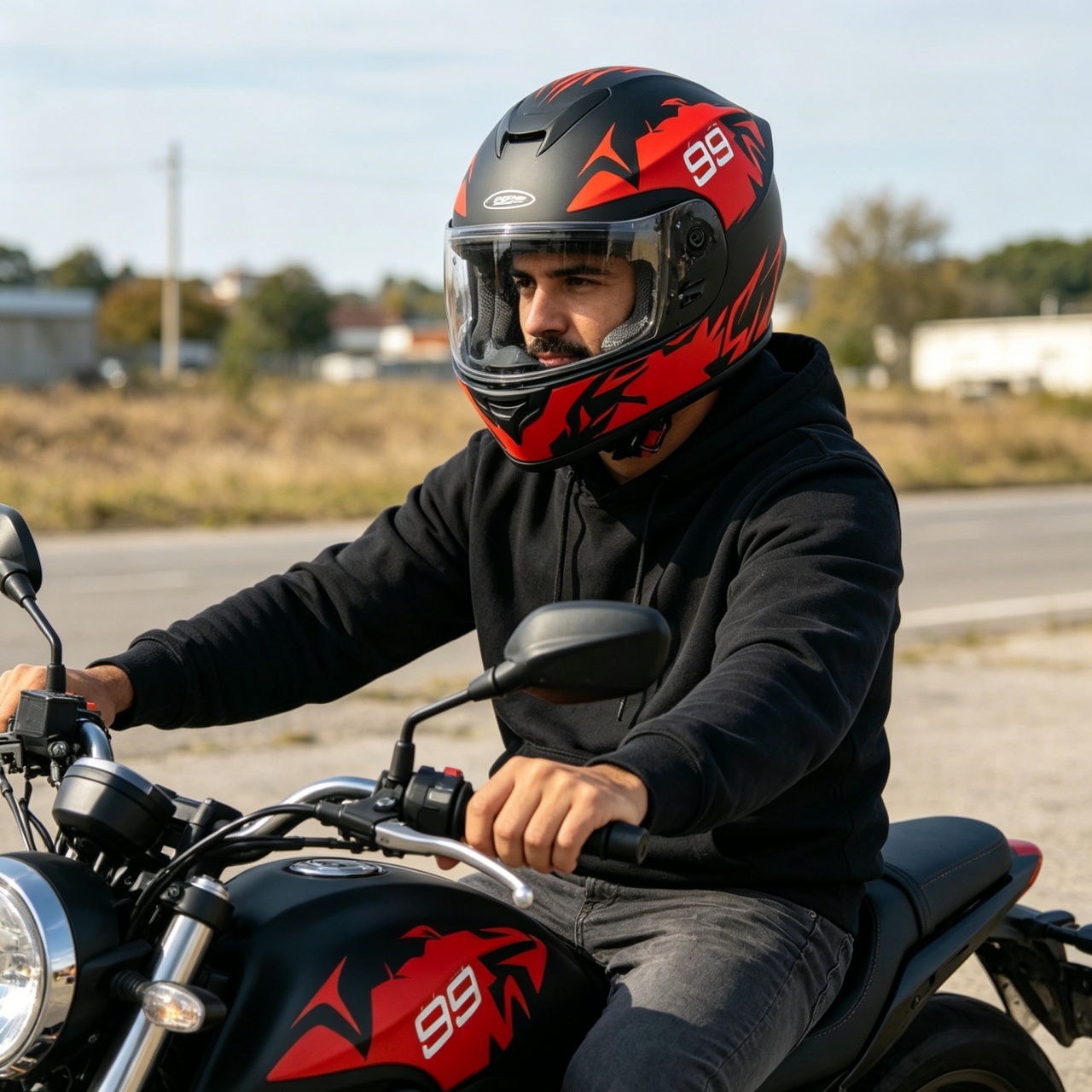 Dual Visor Motorcycle Racing Helmet - Męski kask motocyklowy integralny z podwójnym