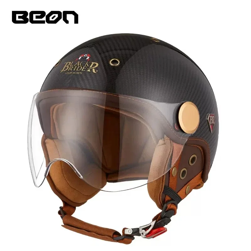 Vintage Open Face Retro Helmet - BEON BR13 Retro Otwarty Kask Motocyklowy