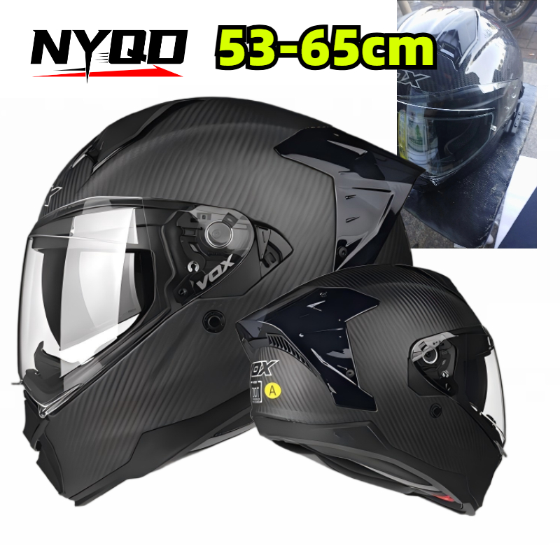 Dual Visor Motorcycle Racing Helmet - Kask motocyklowy integralny z włókna węglowego