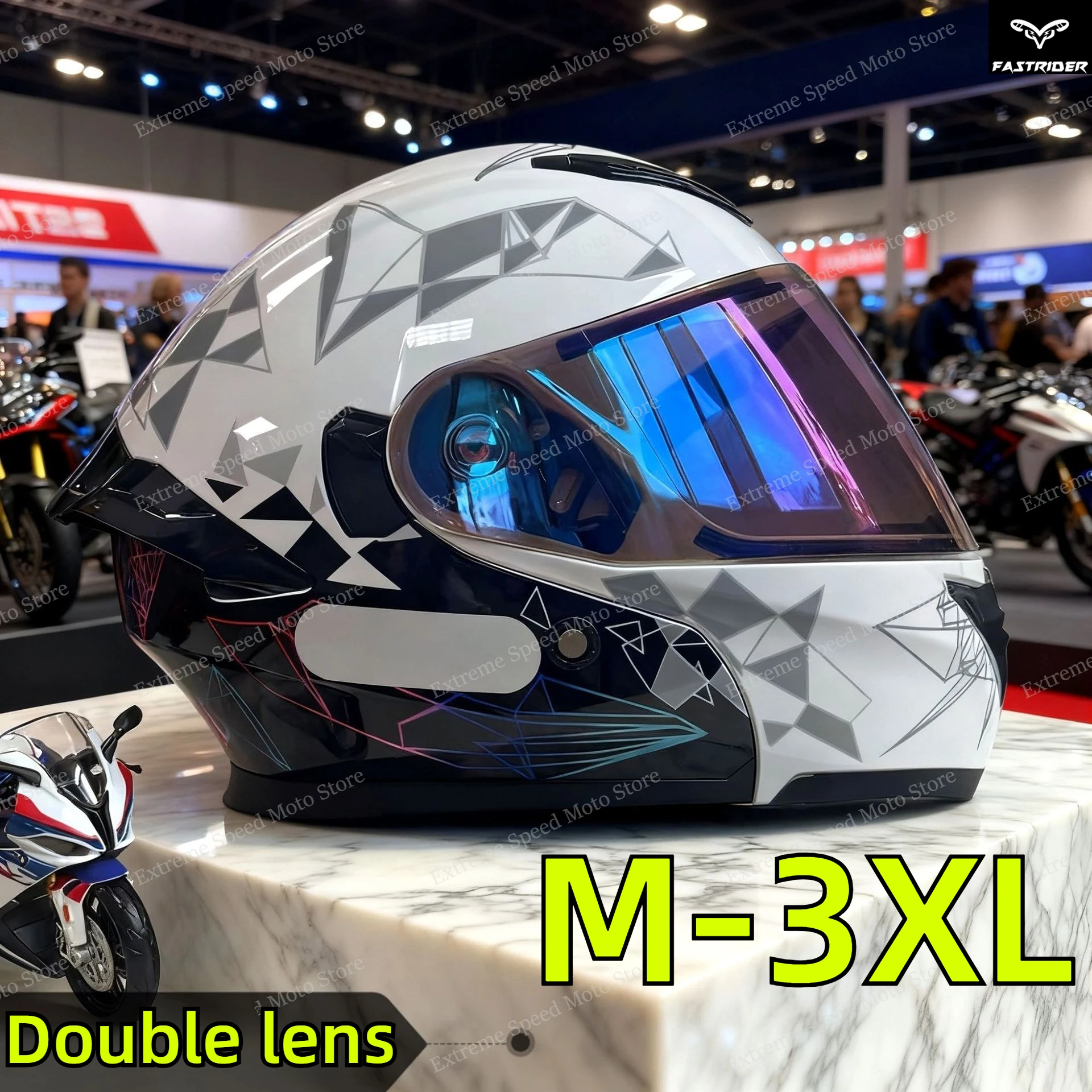 Dual Visor Motorcycle Racing Helmet - Certyfikowany modułowy kask motocyklowy typu flip-up,