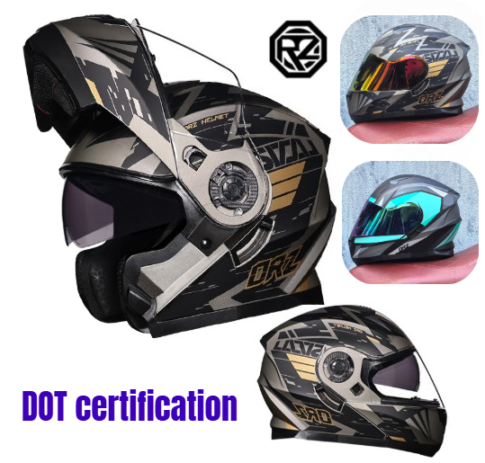 Dual Visor Motorcycle Racing Helmet - Orz pełna twarz podwójny wizjer kask
