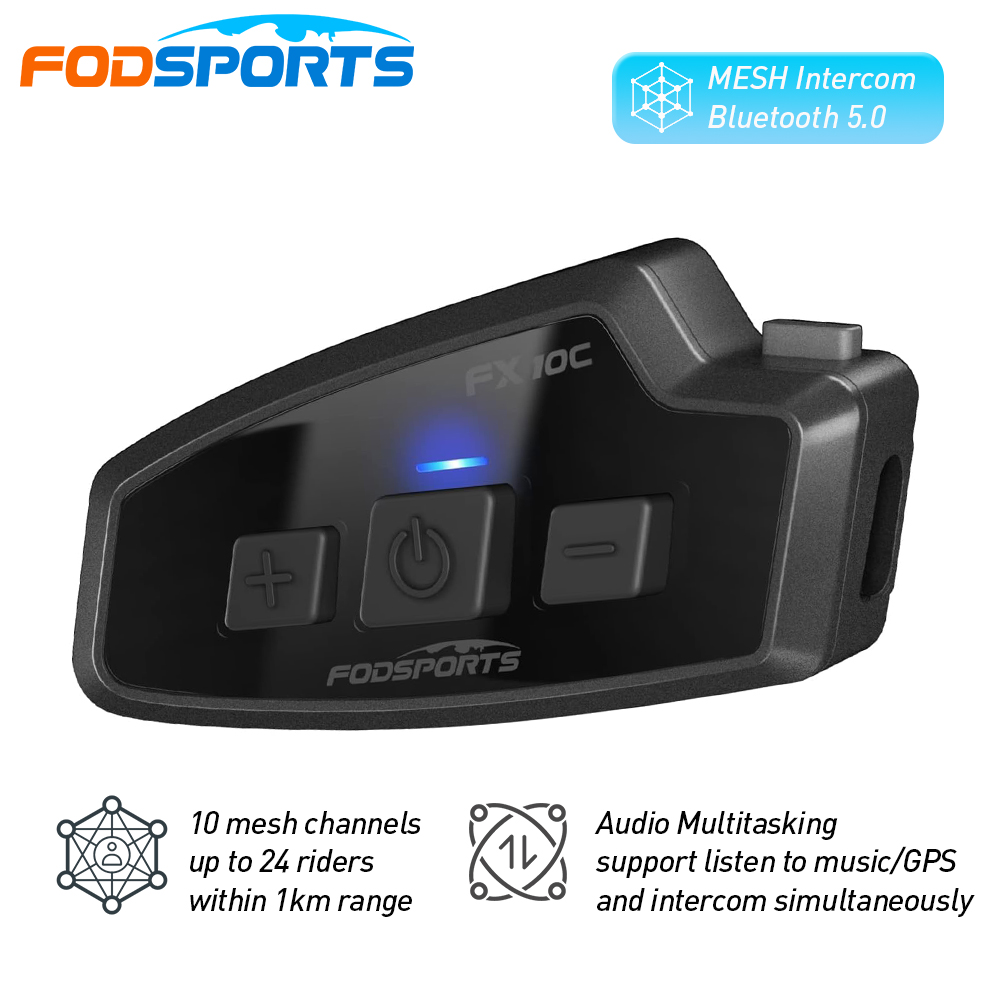 Universal Motorcycle Helmet Intercom Headset - Fodsports FX 10C Mesh motocyklowy domofon