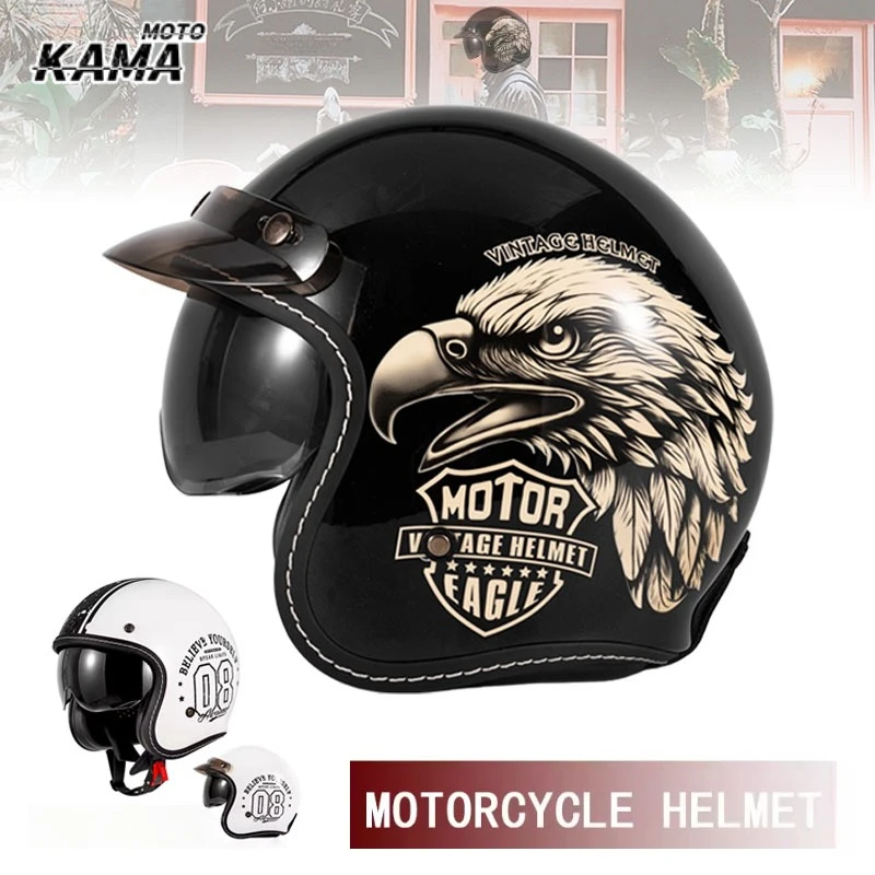 Vintage Open Face Retro Helmet - Kask motocyklowy otwarty HOT w stylu
