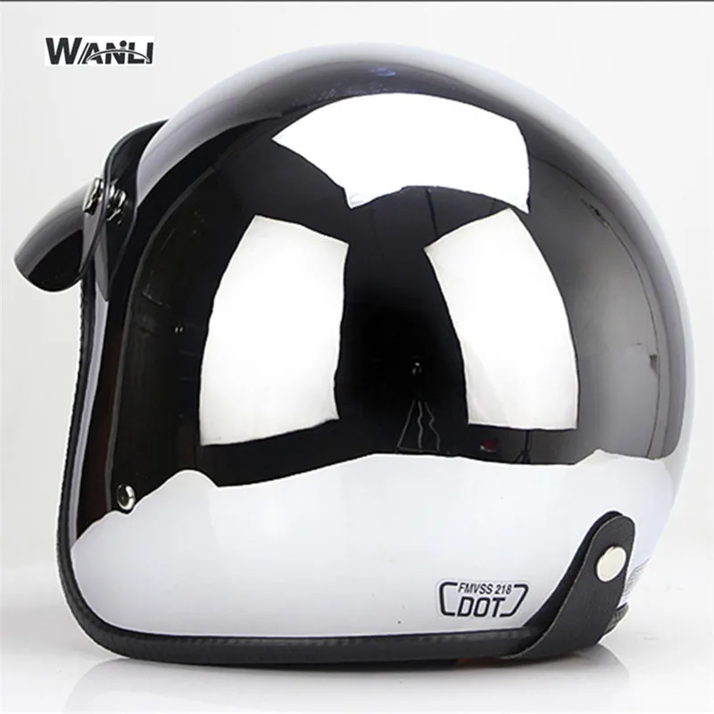 Lustrzany Srebrny Chromowany K – Vintage Open Face Retro Helmet recenzja i cena