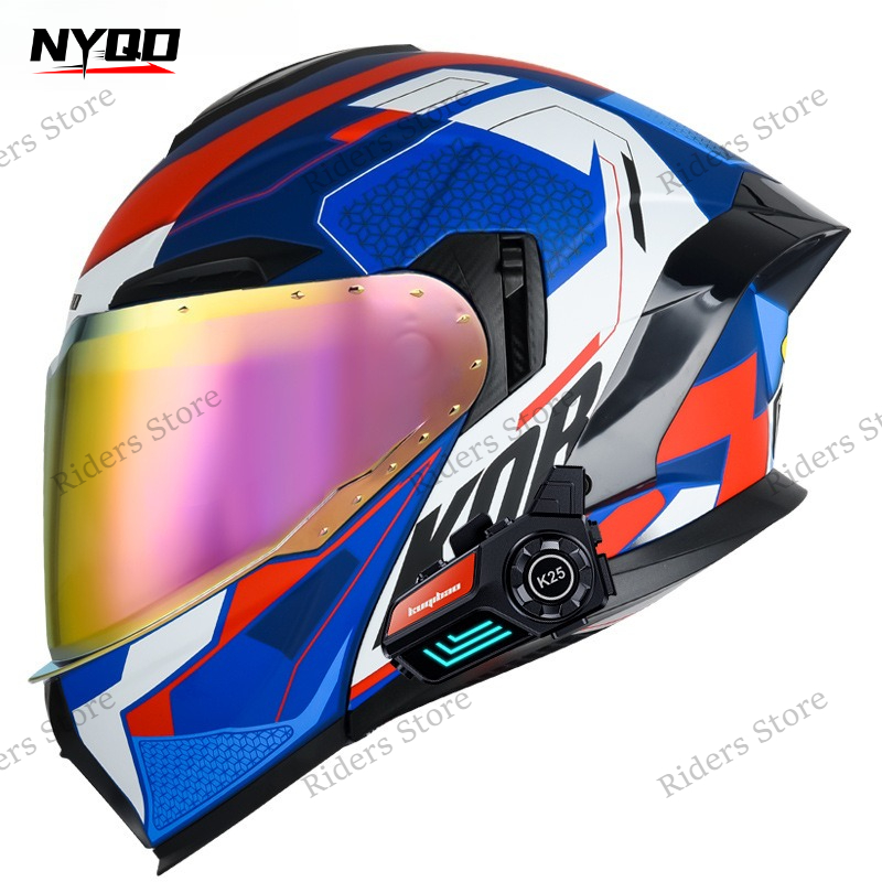 Kask motocyklowy z podnoszoną  – Full Face Motorcycle Helmet With Bluetooth recenzja i cena