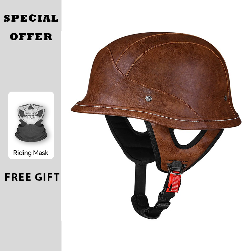 Skórzany półkask motocyklowy w – Vintage Open Face Retro Helmet recenzja i cena