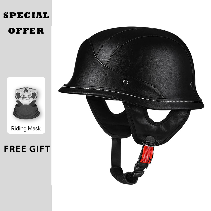 Skórzany półkask motocyklowy w – Vintage Open Face Retro Helmet recenzja i cena