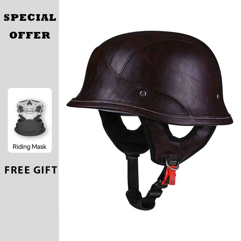 Skórzany półkask motocyklowy w – Vintage Open Face Retro Helmet recenzja i cena