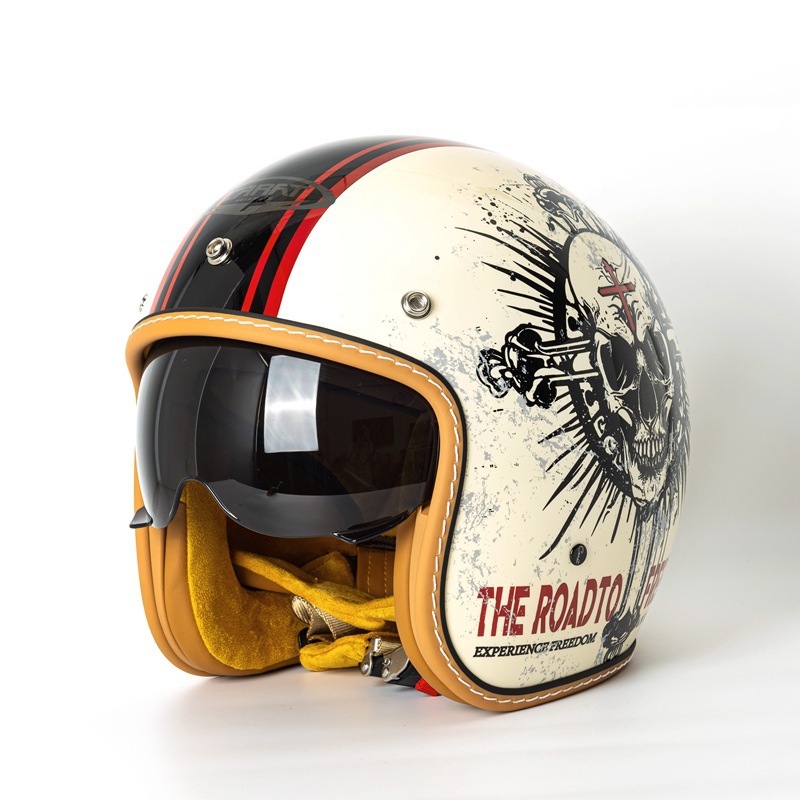 Kask motocyklowy vintage typu  – Vintage Open Face Retro Helmet recenzja i cena