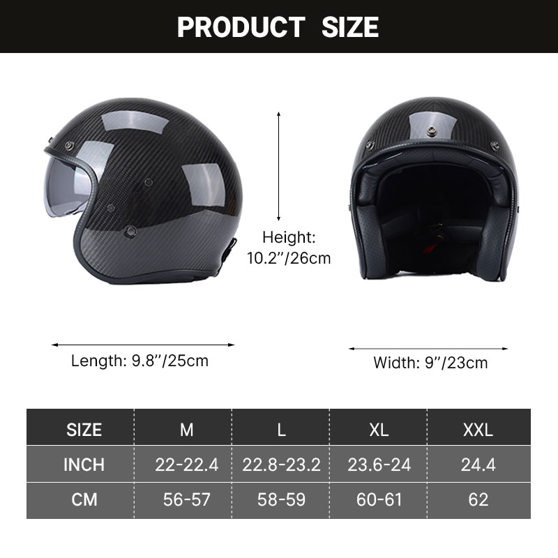 Gorąca wyprzedaż Półkask Jet P – Carbon Fiber Lightweight Motorcycle Helmet recenzja i cena