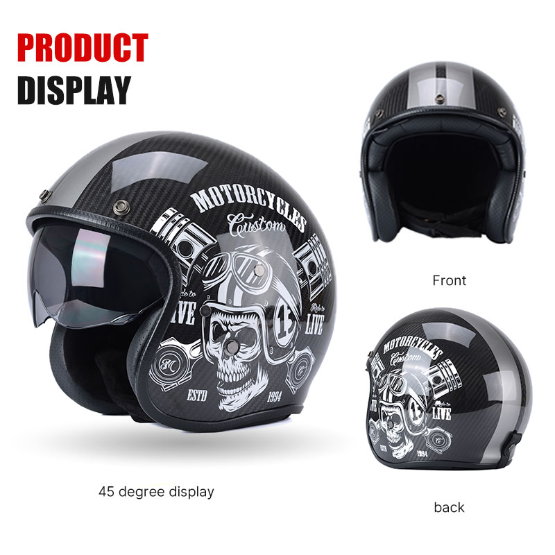 Gorąca wyprzedaż Półkask Jet P – Carbon Fiber Lightweight Motorcycle Helmet recenzja i cena