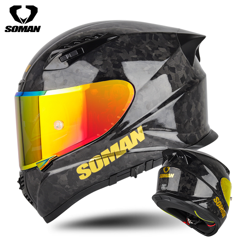 SOMAN kaski pełnotwarzowe do m – Carbon Fiber Lightweight Motorcycle Helmet recenzja i cena