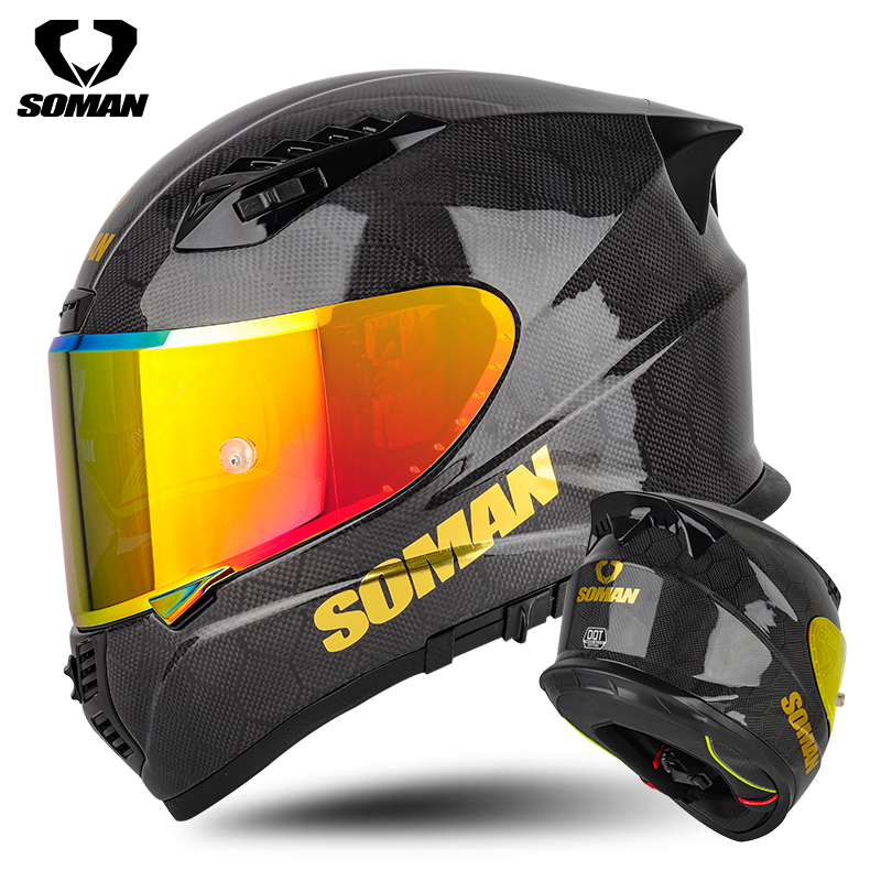 SOMAN kaski pełnotwarzowe do m – Carbon Fiber Lightweight Motorcycle Helmet recenzja i cena