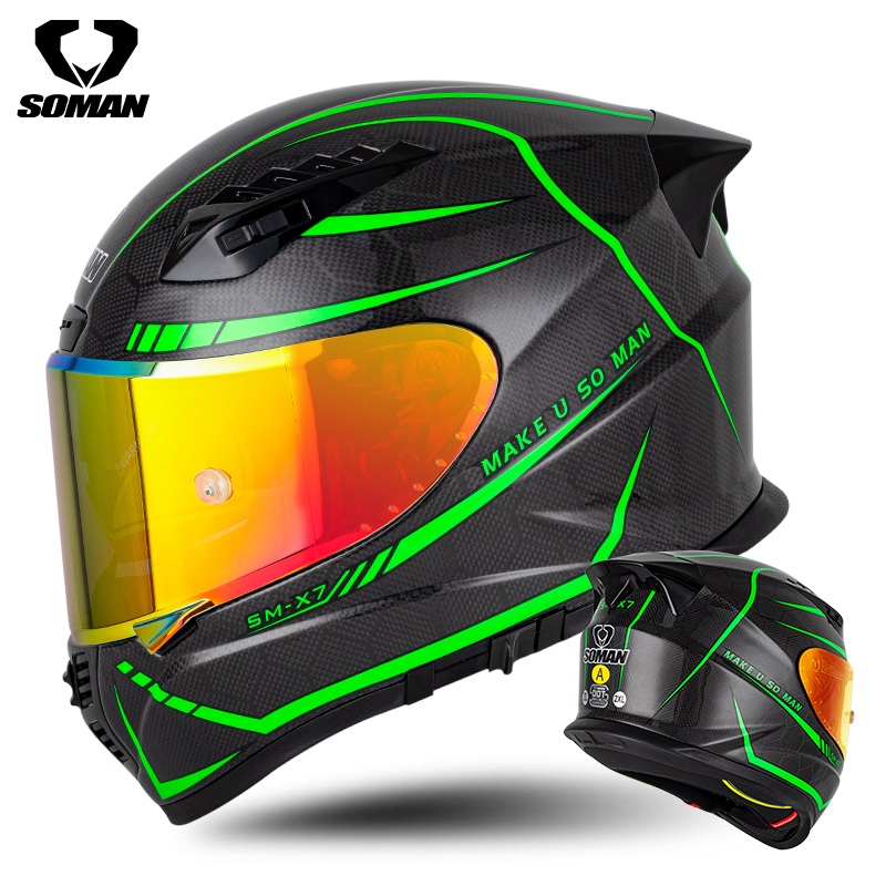 SOMAN kaski pełnotwarzowe do m – Carbon Fiber Lightweight Motorcycle Helmet recenzja i cena
