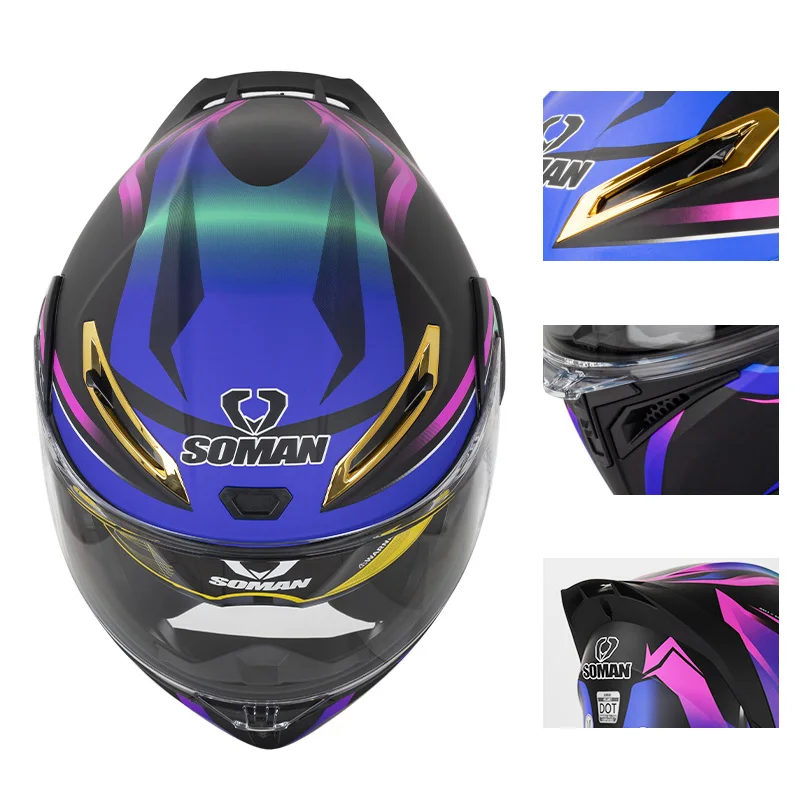 SOMAN Kask Full Face Dual Lens – Dual Visor Motorcycle Racing Helmet recenzja i cena