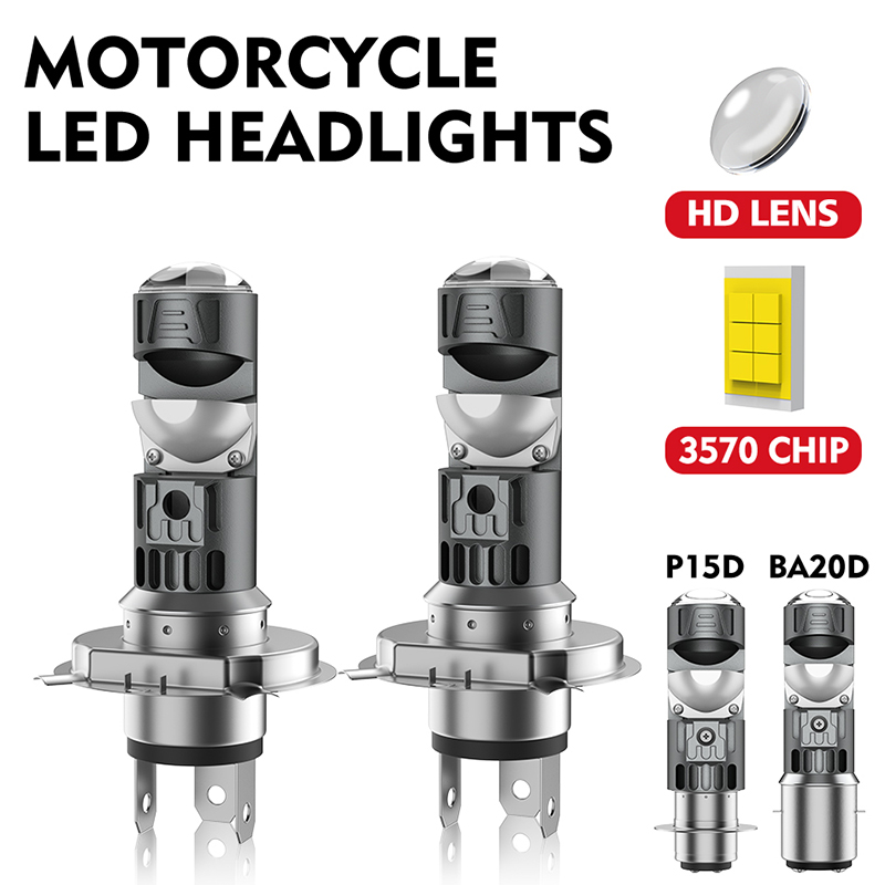1x Żarówka LED H4 dwukolorowa  – Universal Motorcycle Led Headlight Projector recenzja i cena