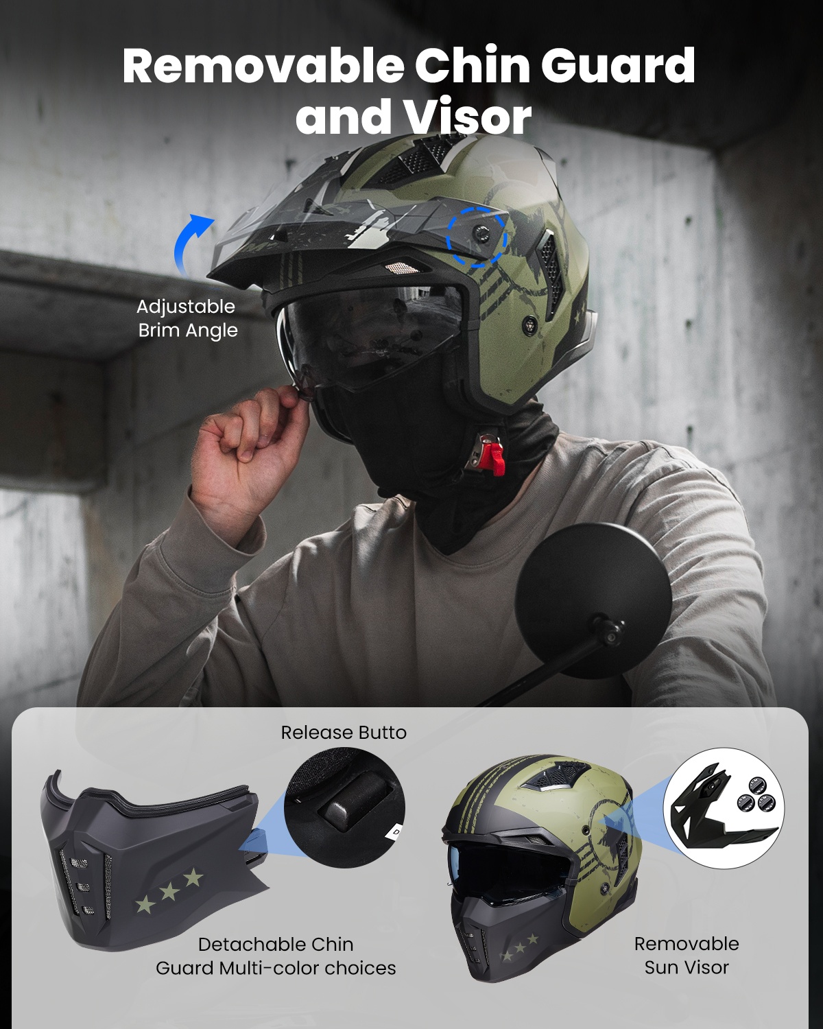 Kask motocyklowy otwarty 3/4,  – Vintage Open Face Retro Helmet recenzja i cena