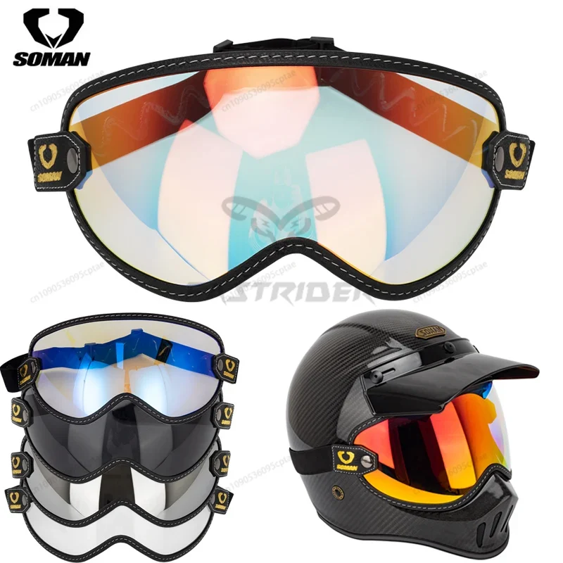 Okulary motocyklowe SOMAN w st – Vintage Open Face Retro Helmet recenzja i cena